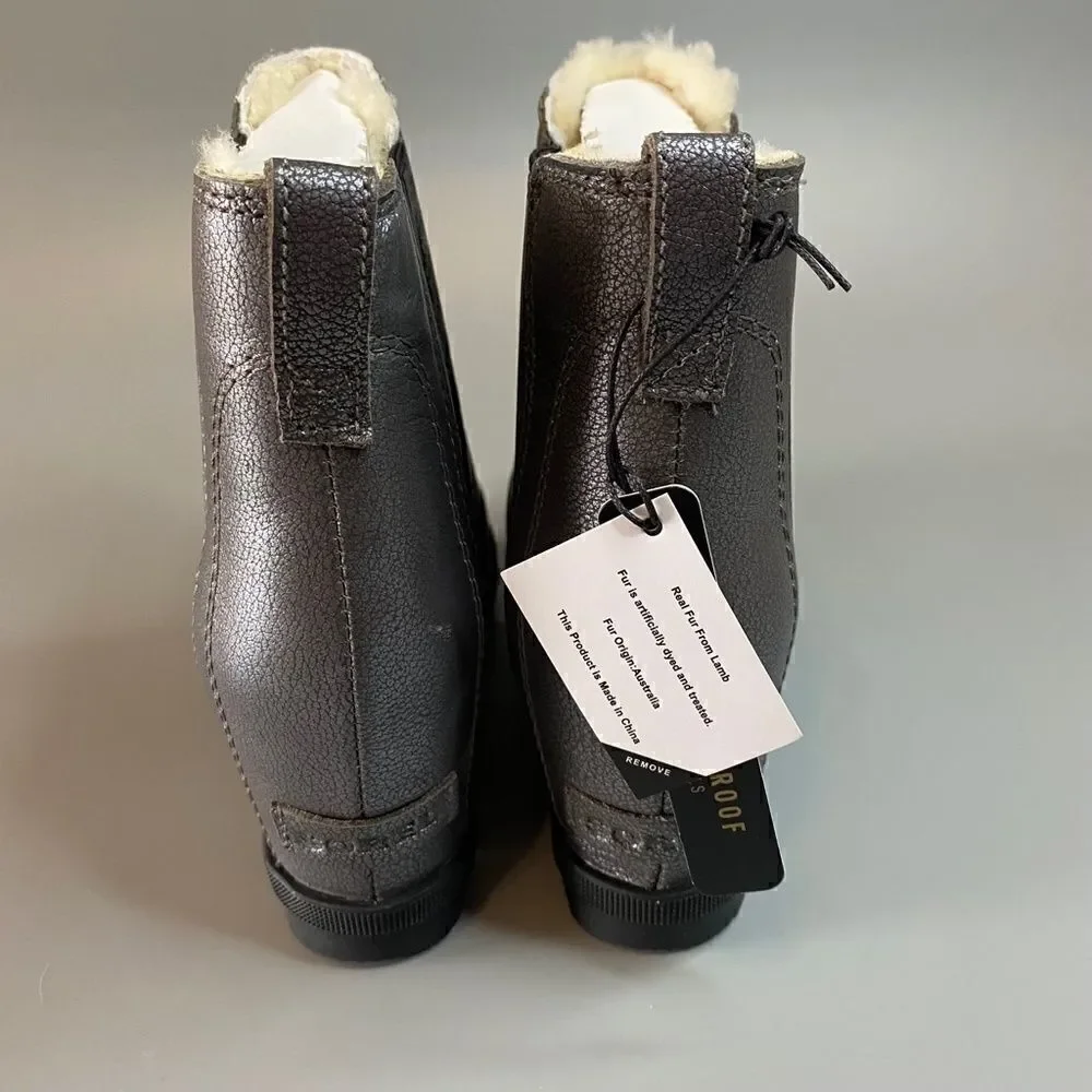 Sorel Lea Wedge Joan of Arctic Chelsea Wedge Quarry Grey Black Shearling 9